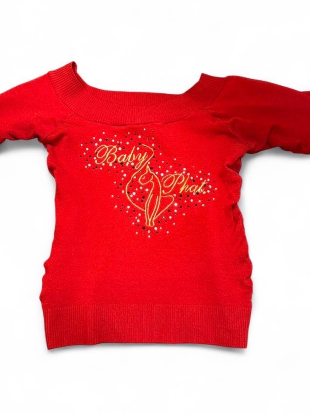Baby Phat Red Sweater with Gold Script Logo